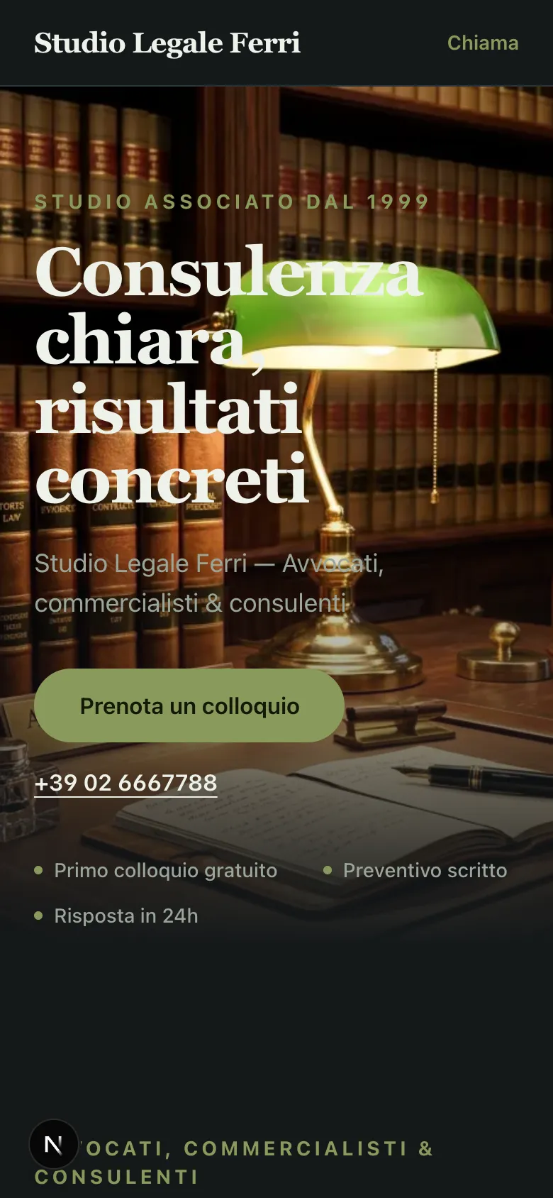 Anteprima del sito demo Studio Legale Ferri su smartphone