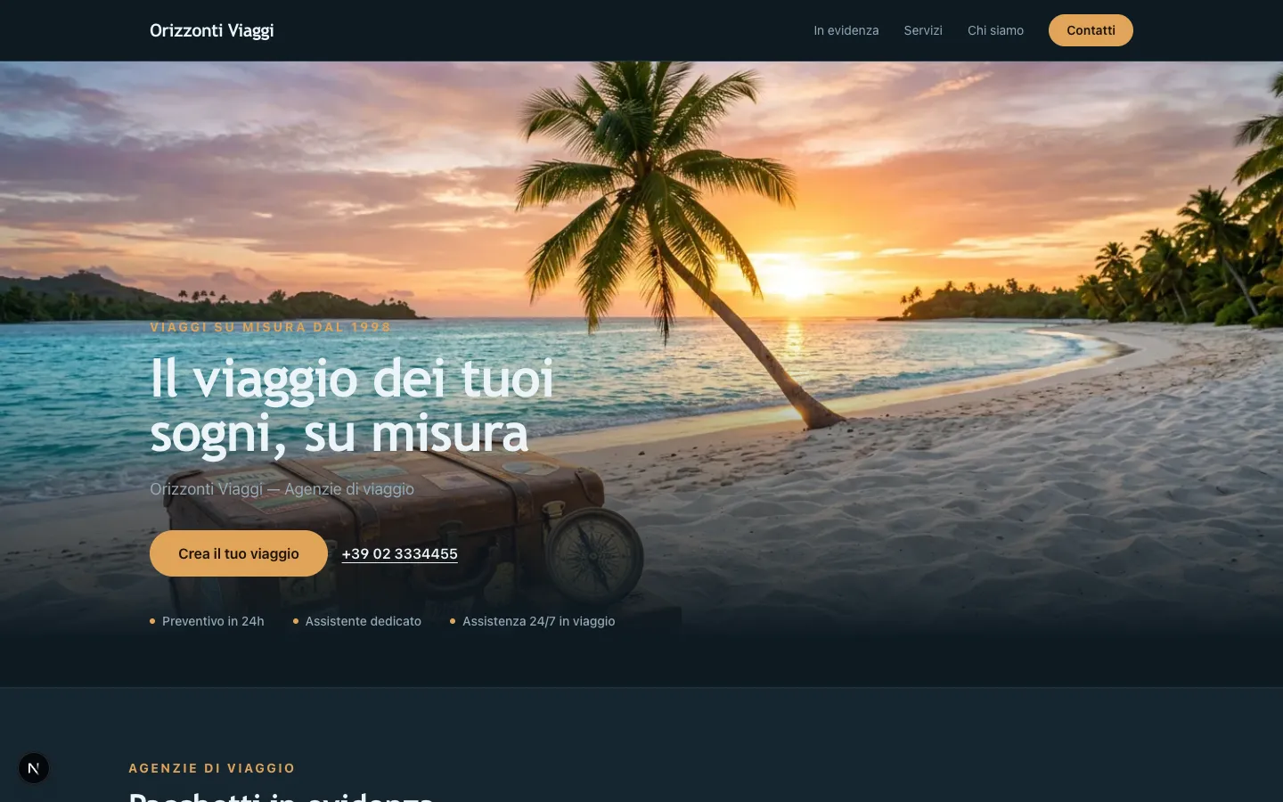 Anteprima del sito demo Orizzonti Viaggi