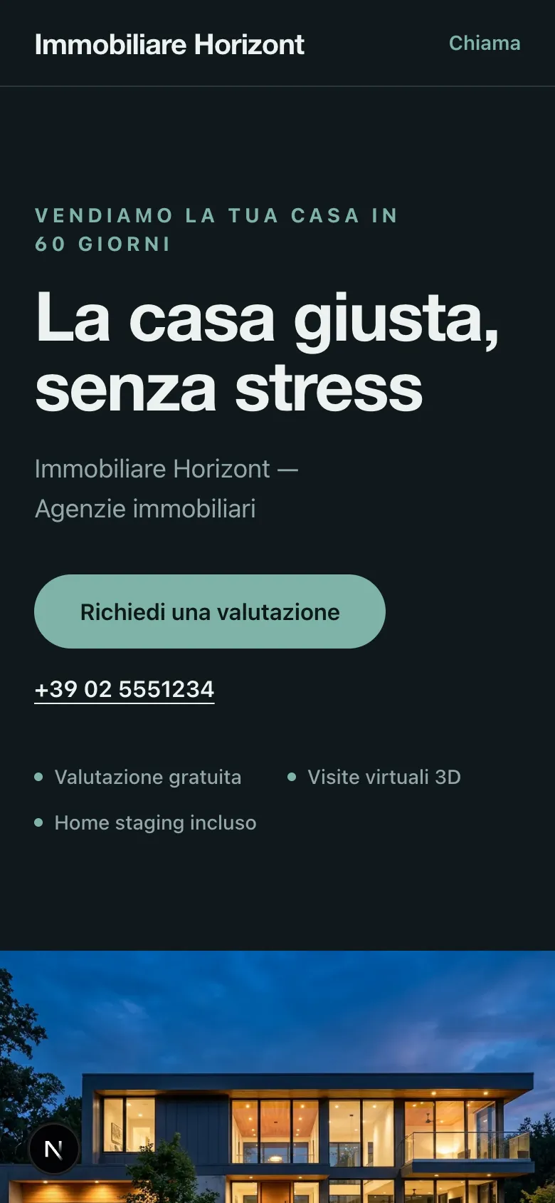 Anteprima del sito demo Immobiliare Horizont su smartphone