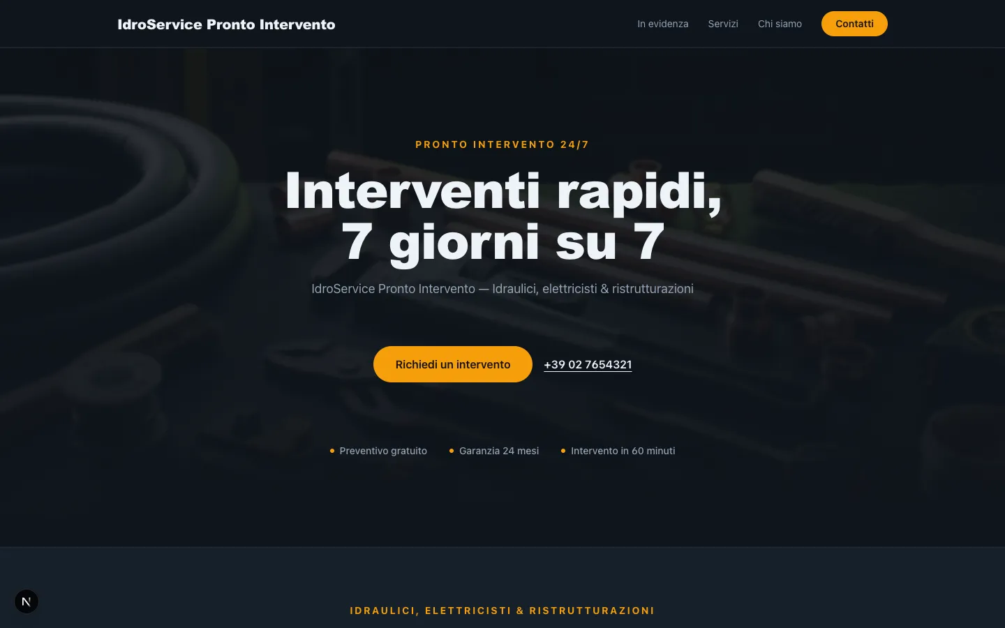Anteprima del sito demo IdroService Pronto Intervento