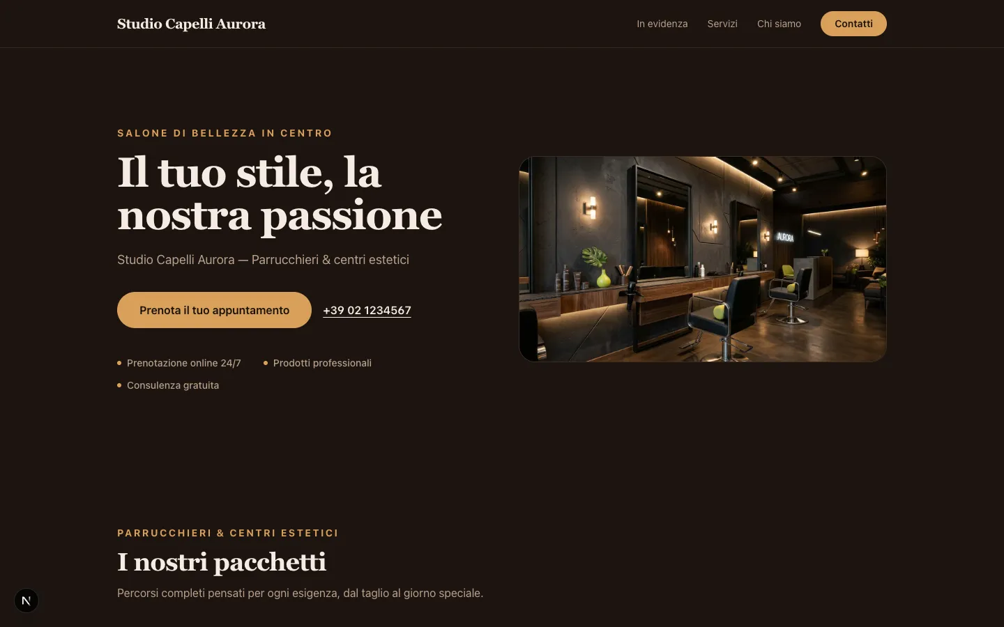 Anteprima del sito demo Studio Capelli Aurora